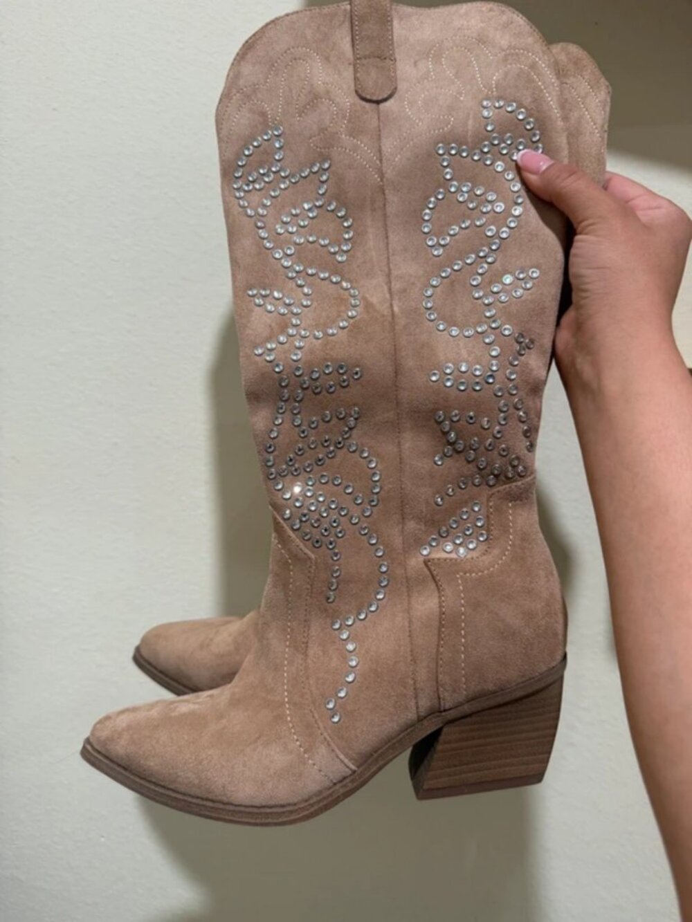 Steve Madden sparkle tan boots
